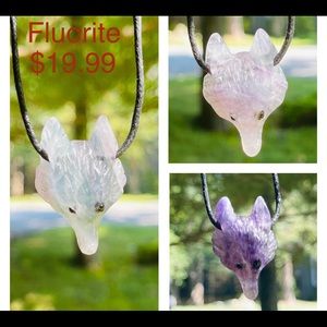 Beautiful Fluorite Wolf necklace. One of a kind! Only 2 left!